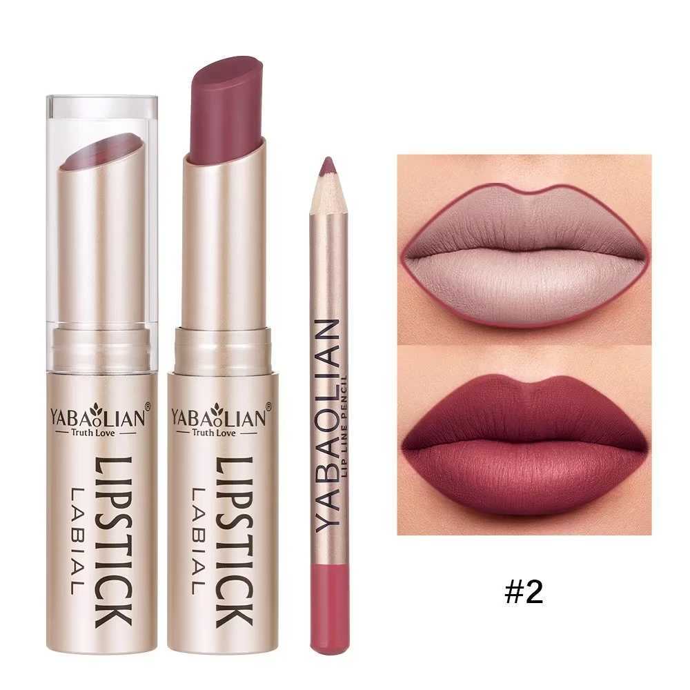 Professional Grade 2 Color Double Ended Lip Liner Lipstick Set Matte High Color Rendering Does Not Fade Waterproof Sweat Proof W251027