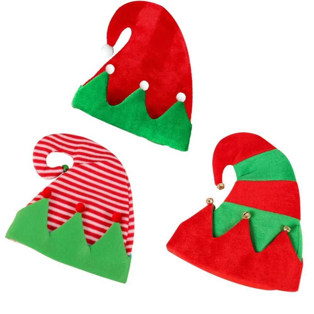 New Creative Ball Stripe Xmas Cap Soft Party Supplies Red Santa Elf Hat New Year Christmas Xmas Outdoor Christmas HatW251027