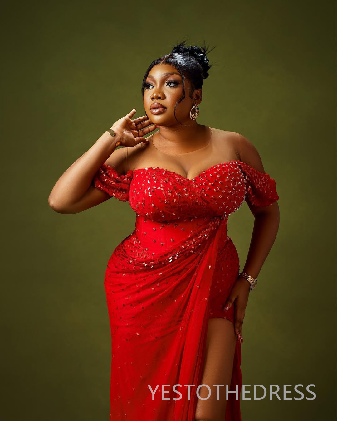 2025 Plus Size Red Prom Dress Mermaid Prom Dresses Evening Formal Gowns Side Split Sexy Bead Illusion Bead Lace Birthday Second Reception Gown For Bla