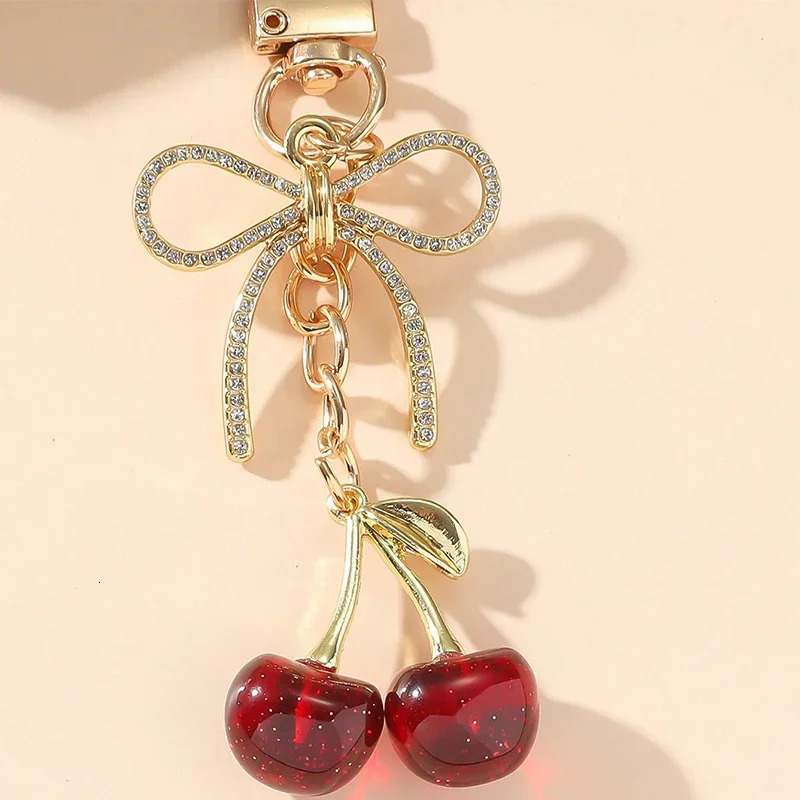Cherry Pendant Keychain for Women Cute Bag Decoration Multifunctional Jewelry Car Key Accessories Trendy Charm Keyring 251021
