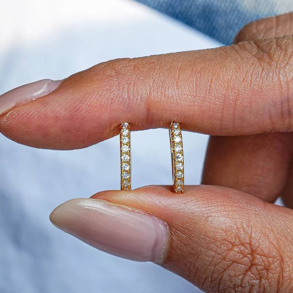 Wholesale Price Moissanite Earring 18K Gold Plated Silver Hoop Huggie Earring for Women S925 Sterling Silver Jewelry