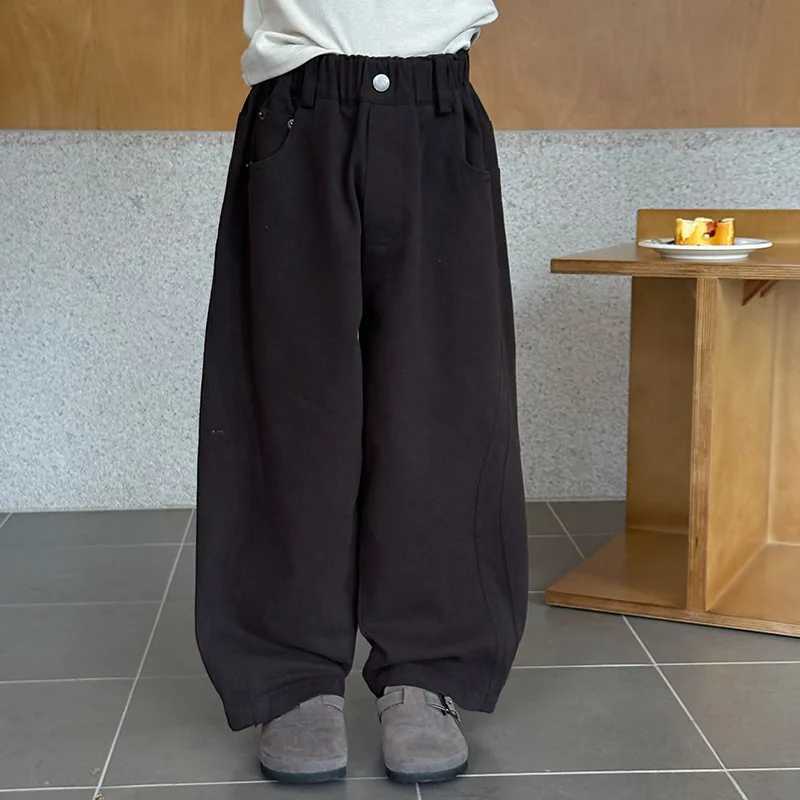 Girl Pants 2025 Autumn New Childrens Clothing Korean Style Girl Baby Fashion Design Sense Solid Color Straight Leg PantsT251027