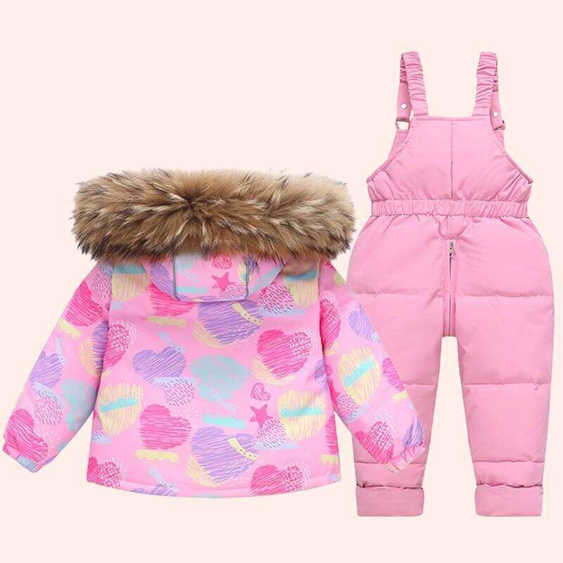 Kids Girls Boys Ski Suits 2025 Thickening Children Clothing Sets Winter Pant Outdoor Sportwear Warm Overalls