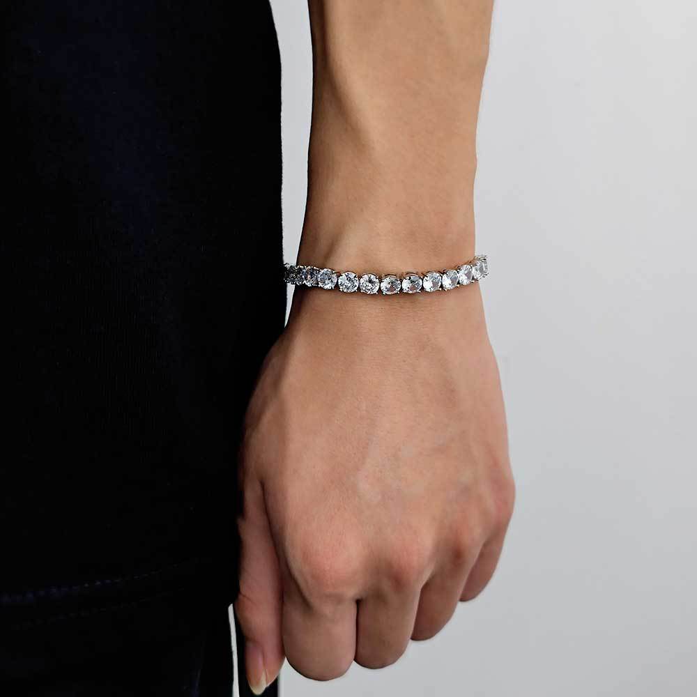 Zircon Tennis Chain Hip Hop Full Diamond Men's Bracelet Accessories Women's High End Jewelry Accessories 3mm-5mm Cube, Size 7-9 inches