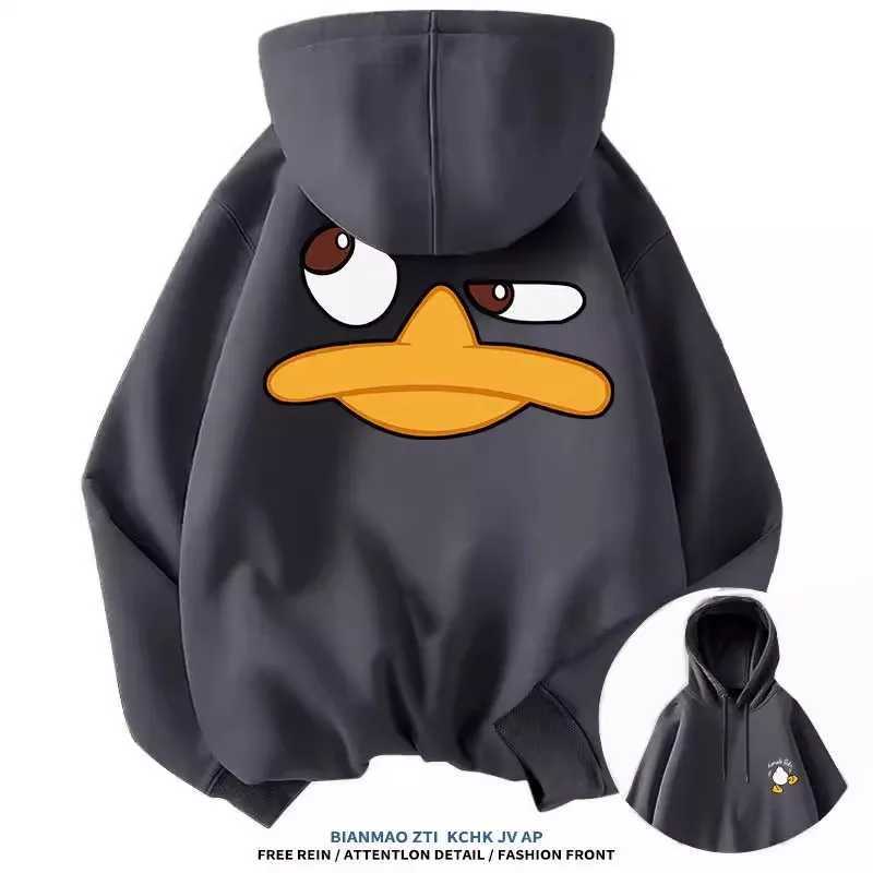 Cartoon Duck Fun Largesize Hooded Sweatshirt Men Women Autumn Winter Daily Outdoor Sports Street Casual Warm Fashion Couple Top W251027