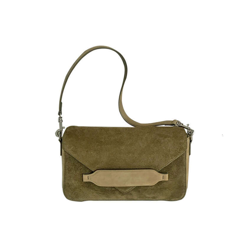 Luxury bag Top Layer Cowhide Niche Color Block Suede Envelope Genuine Leather Crossbody New Underarm Small Square Bag