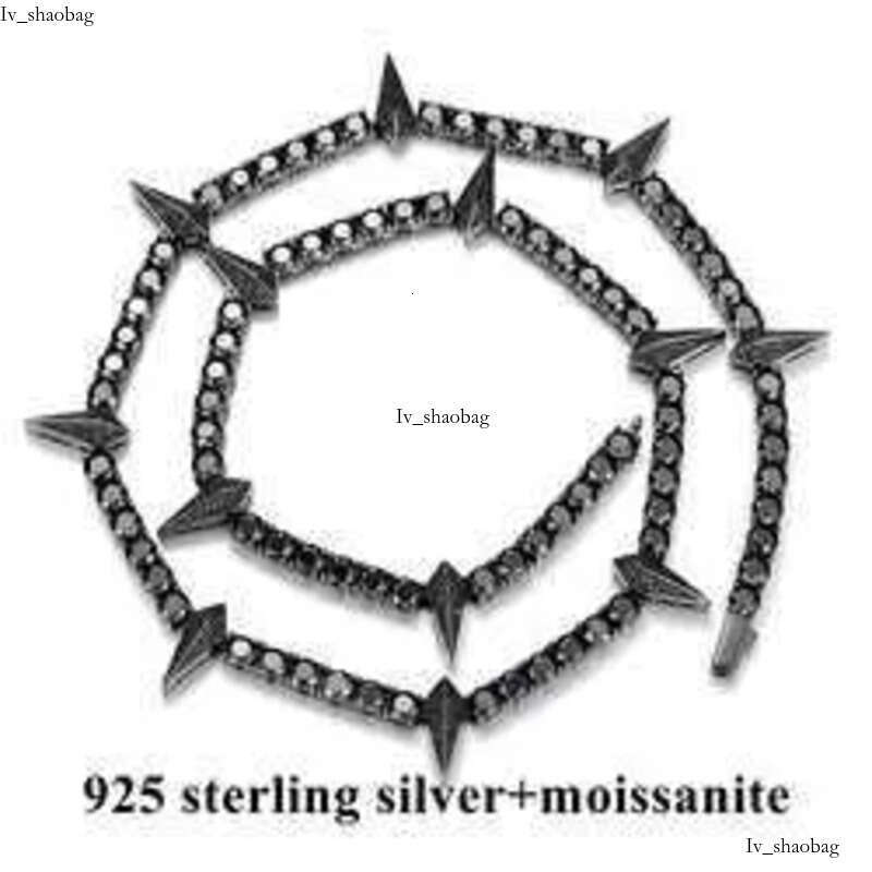 Luster Fine Sterling Sier 5mm Synthetic Dias Chain Wakanda Panther Style Round Black Moissanite Necklace aaa