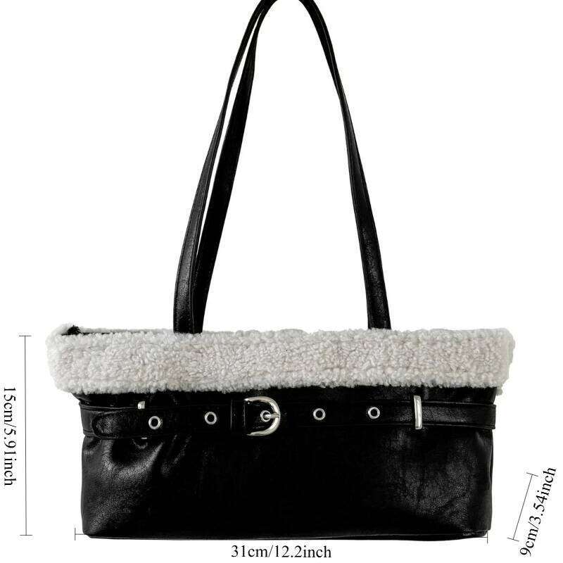 Designer Bags Women Textured Casual Shoulder Fluffy Simple And Versatile Handle Commute Shopping Bag Free Labubu Pendant As A Gift