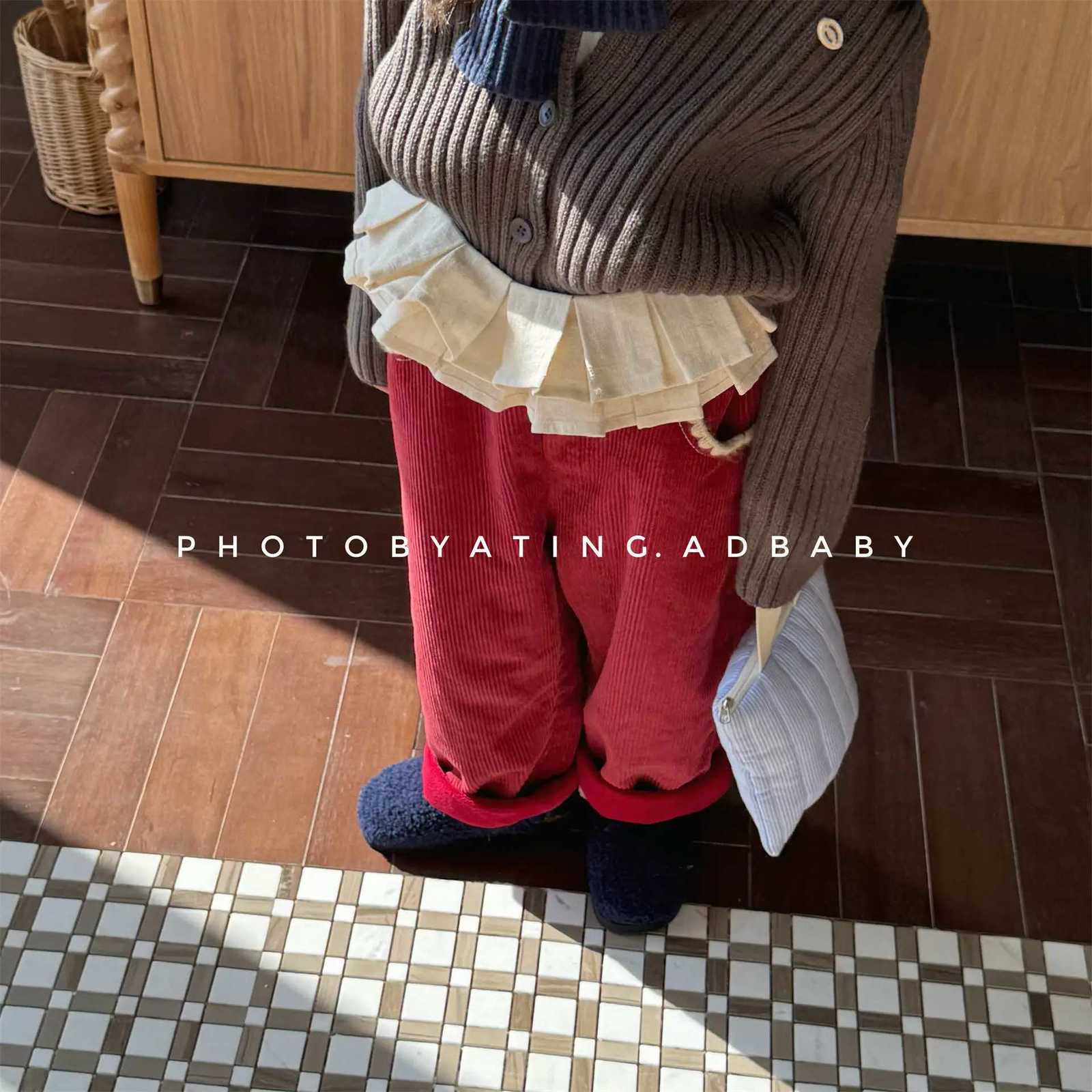 LILIGIRL 2025 Children Pants Korean Style Girls Trousers Corduroy Thicken Lining Pants Girls Pants 16 YT251027