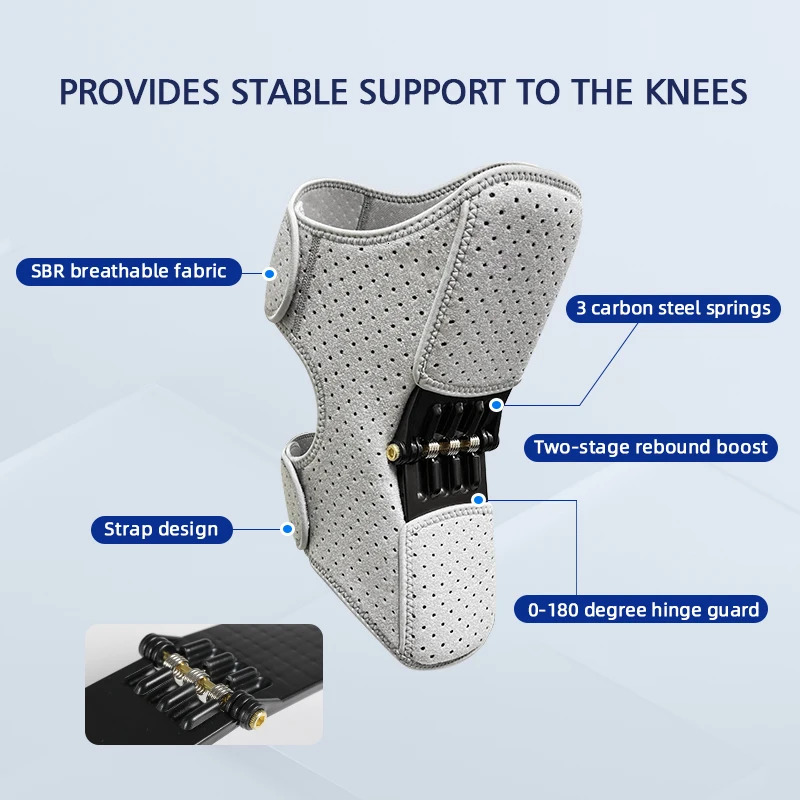 1 Pair Adjustable Knee Brace with Spring Booster Men Women Rebound Stabilizer for Sports Training Squat Support 251023
