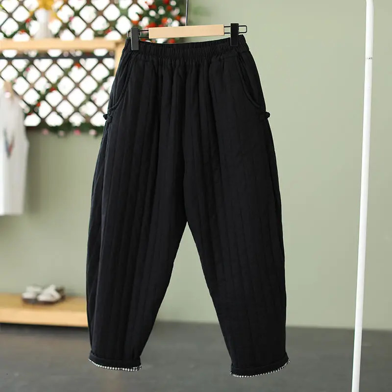 Warm Quilted Pants Women Winter Trouser Loose M4XL Harem Vintage Chinese Pantalone Elastic Waist Streetwear Aesthetic Windproof 251027