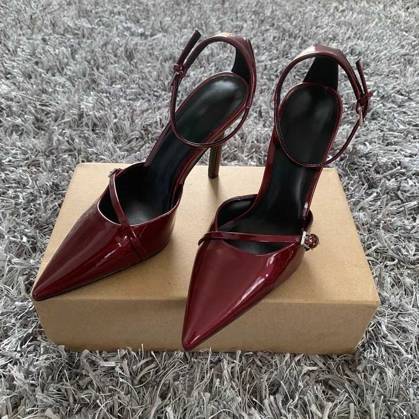 Sexy Pointed Toe High Heel Women Shoes Elegant Ankle Strap Patent Leather Stilettos Luxury Prom Weddings Bridal Pumps for LadiesXJ251027