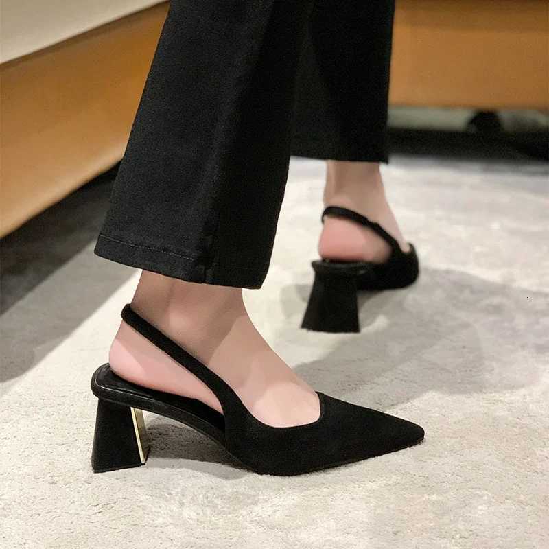 Black Sandals Women Summer New Fi Womens Sandals Pointed Pumps Women Shoes Office Dress Shoes Sexy Square Heel High ShoesXJ251027