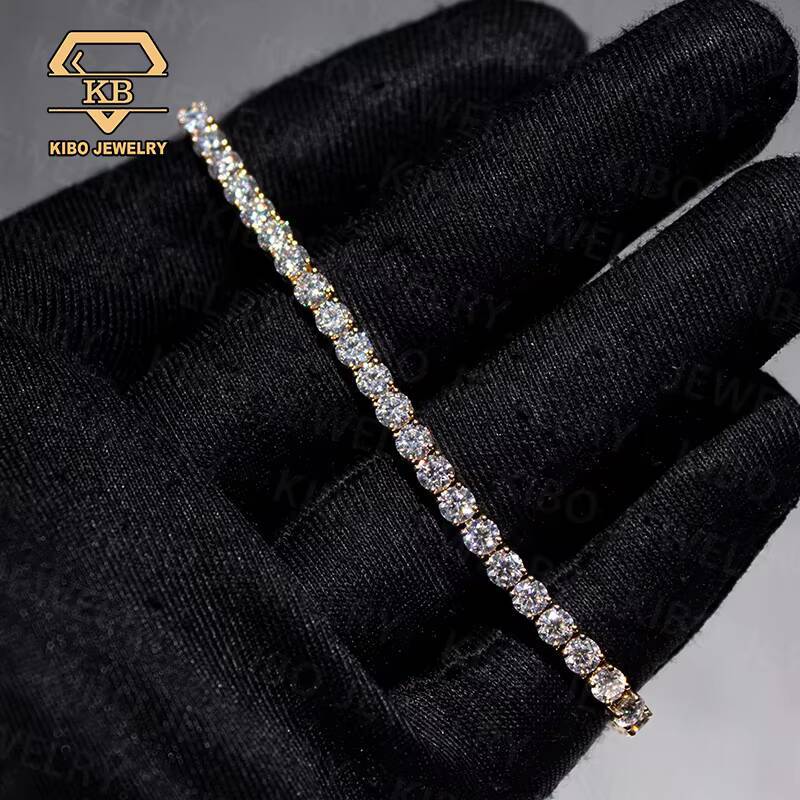 Tennis Iced Out D Color VVS Moissanite Diamonds Mens Womens Real Solid 10K Gold Tennis 4MM Moissanite Chain Bracelet