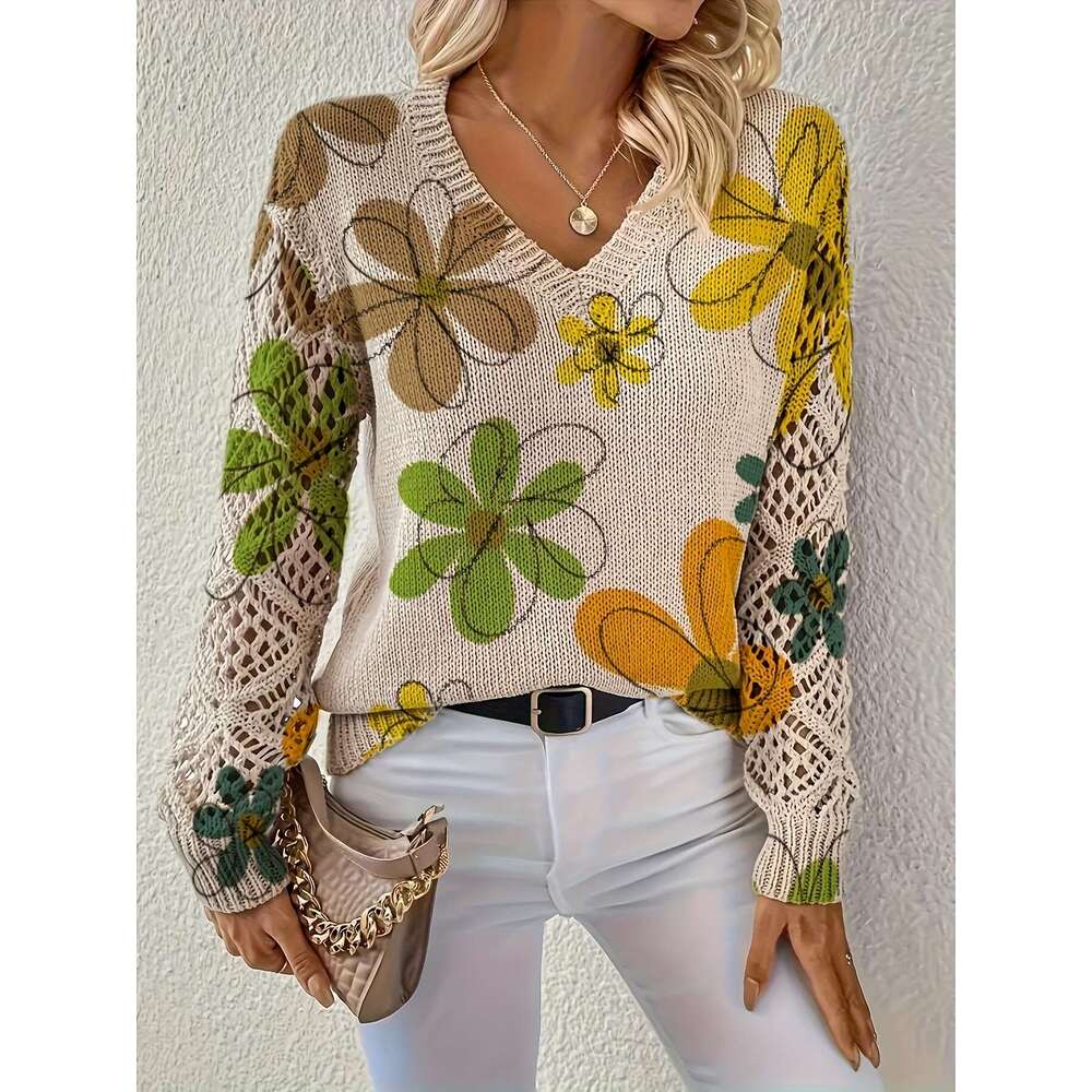 Women's Elegant V-Neck All-Season Long Sleeve Pullover In Beige, Brown, Pink, Black, White, Gray Office, Party, Everyday Chic Sweater For Women -