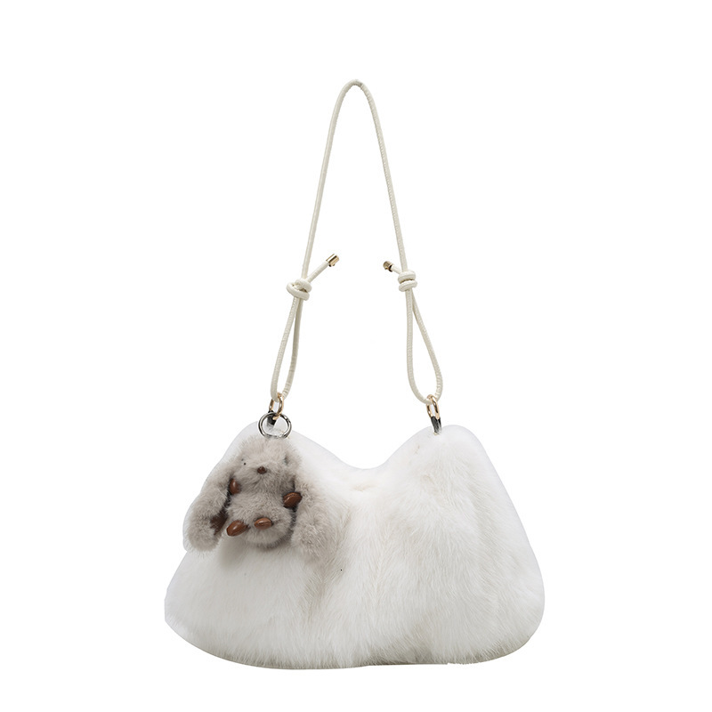 Designer's autumn and winter new fashion cute women's fur leather bag large capacity high-end sense shoulder bag fur plush crossbody bag wom