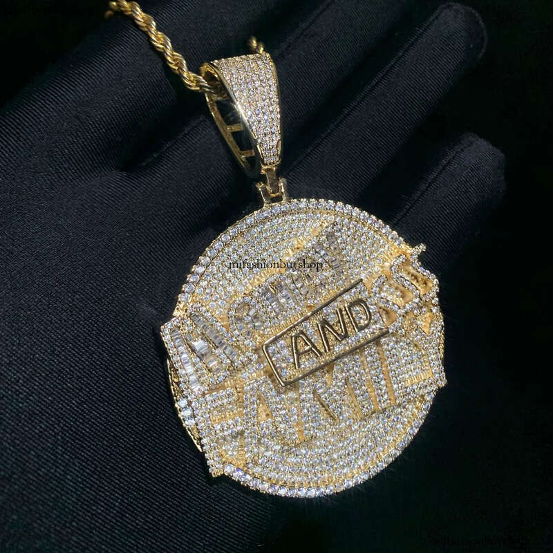 Hip Hop MONEY AND FAMILY Letters Pendant Necklace Full Zircon Mens Jewelry Gift