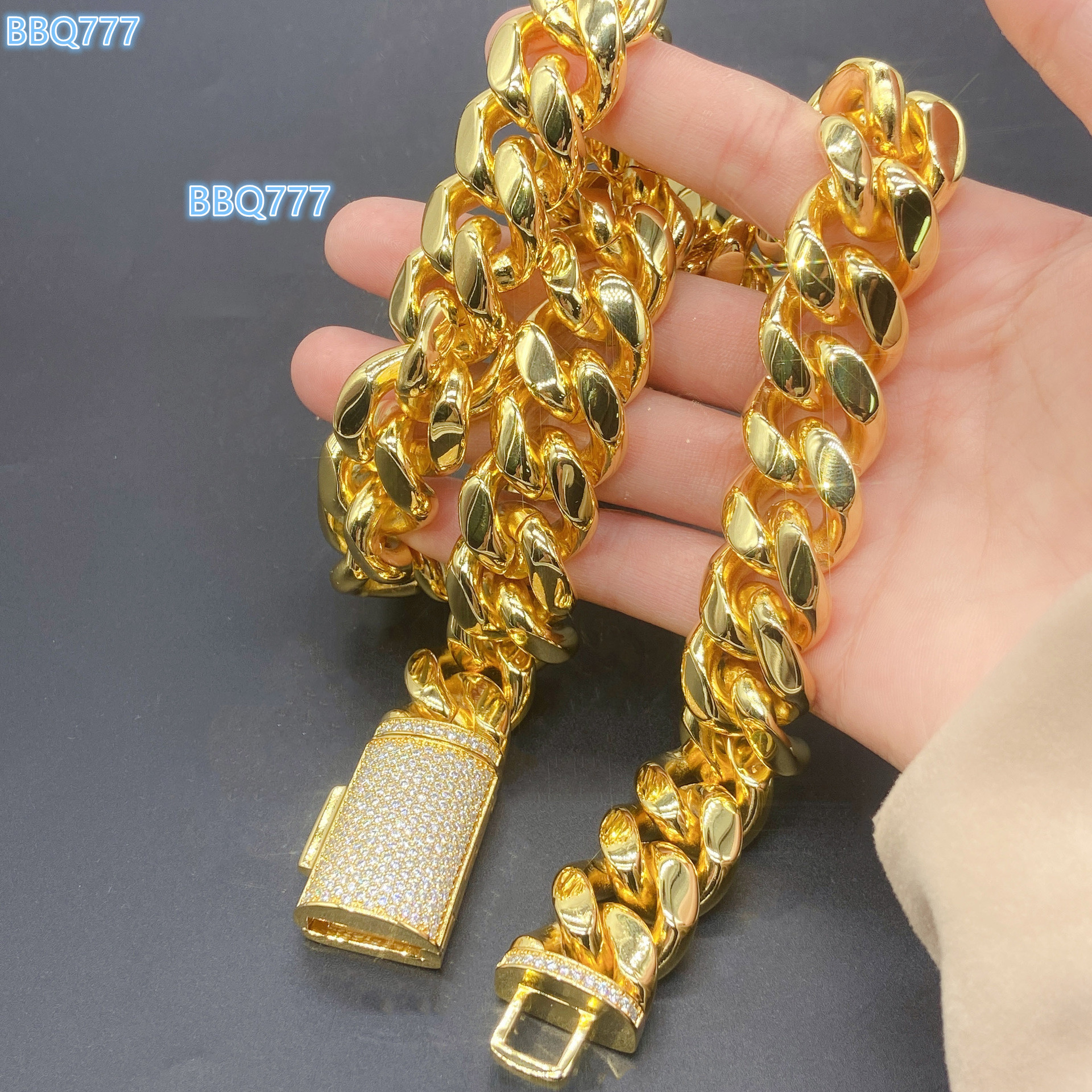 Cuban Link Chain Moissanite Necklace Bracelet Stainless Steel 925 Sterling Silver 12mm 14mm Hiphop Geometric Round Brilliant Cut