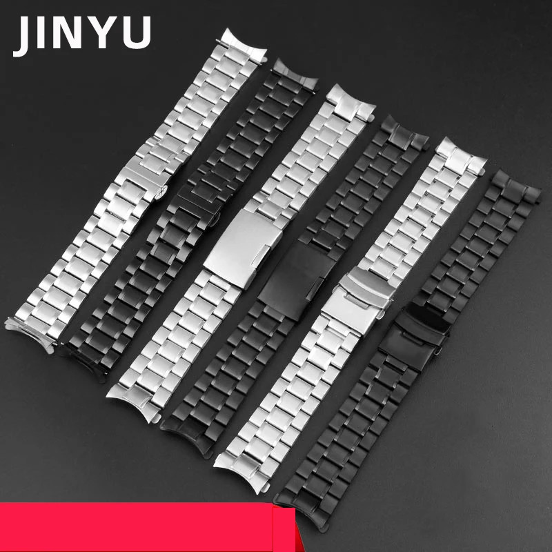For Seiko Curved End Stainless Steel Strap Men 20mm 22mm High Quality Metal Watchband Watch Chain Bracelet 251027w