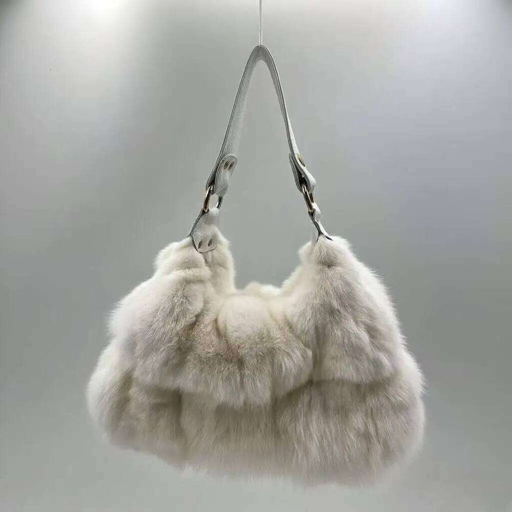 Designer Luxury Women Winter Handbag Genuine Party Bag Tote Designer High Quality Real Sier Fox Fur Handbags Female