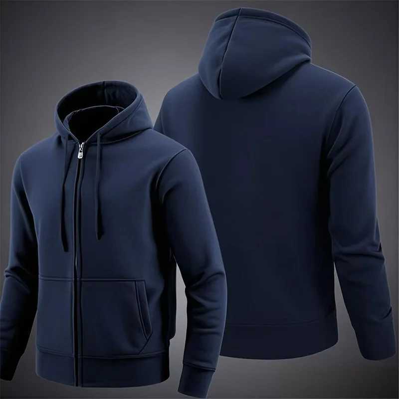 2025 New Hoodies Mens Long Sleeve Zipper Hoodie Autumn Winter Fashion Casual Loose Fit Sweatshirt Sportswear Male Clothing W251027