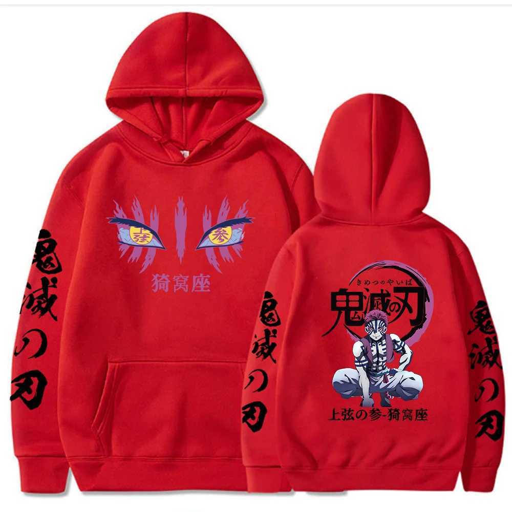 Japanese Anime Demon Slayer Hoodies for Men Akaza Manga Graphic Streetwear Pullover Hoody Long Sleeve Fleece Hooded Sweatshirt W251027