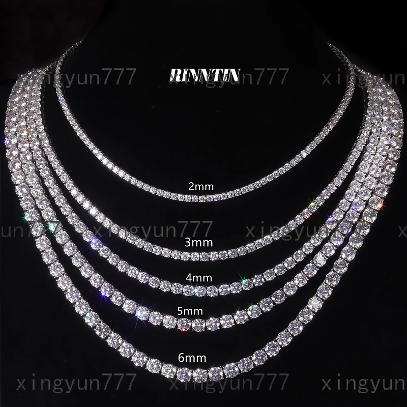 Moissanite tennis necklace Pass Diamond Tetser 2mm 3mm 4mm 5mm 925 Silver Moissanite Diamond Tennis Necklace Fashion Jewelry for Men Women