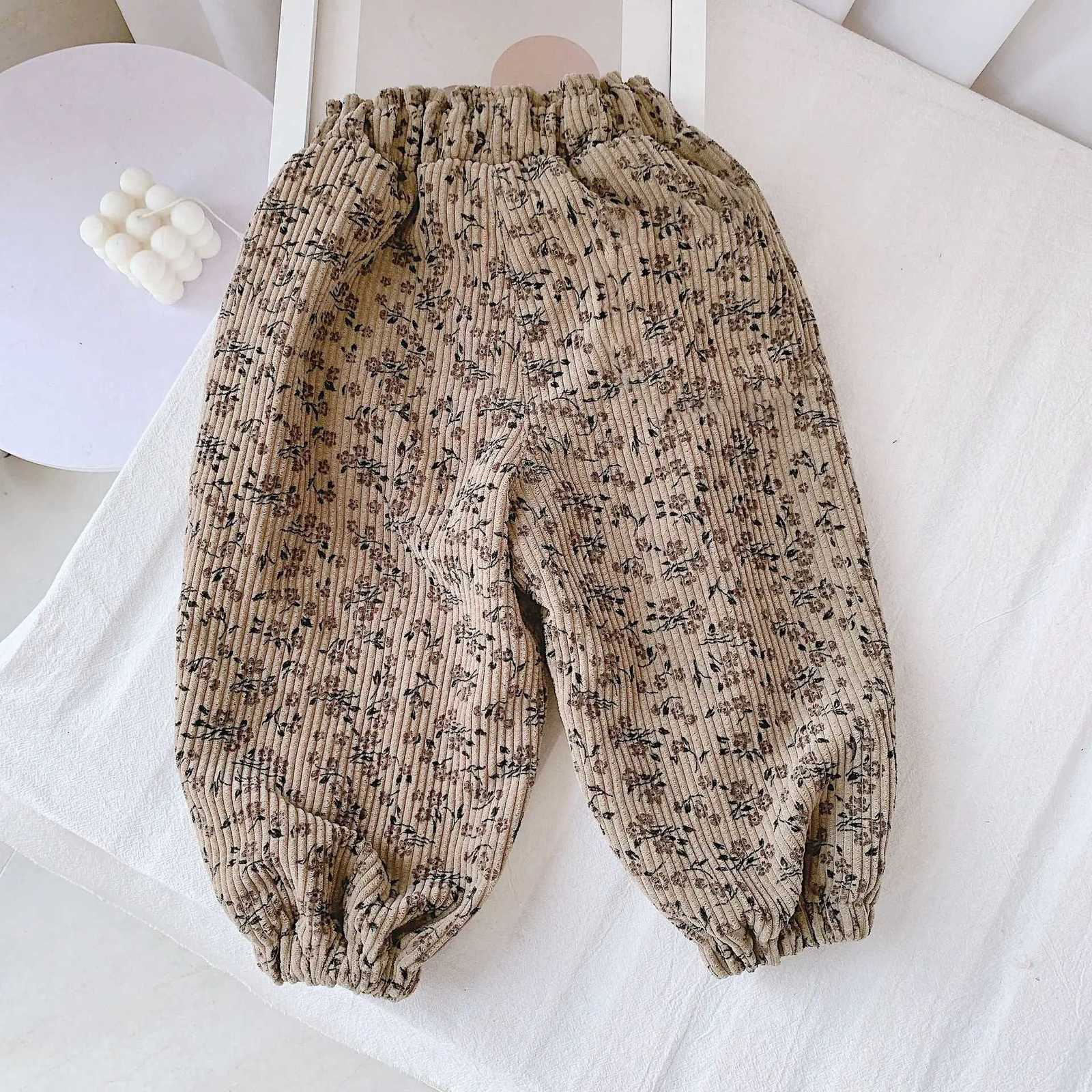 Toddler Kids Corduroy Pants Fleece Lined Leopard Floral Harem Trousers Warm Casual Pants for 18 Y Boys Junior Girls ClothingT251027