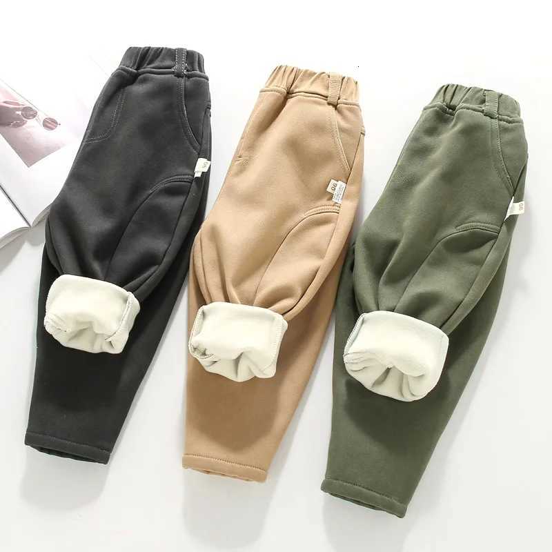 Autumn Winter Baby Boys Pants Splicing Solid Color Kids Baby Boys Pencil Pants Thick Elastic Waist Simple 16Y Boys TrousersT251027