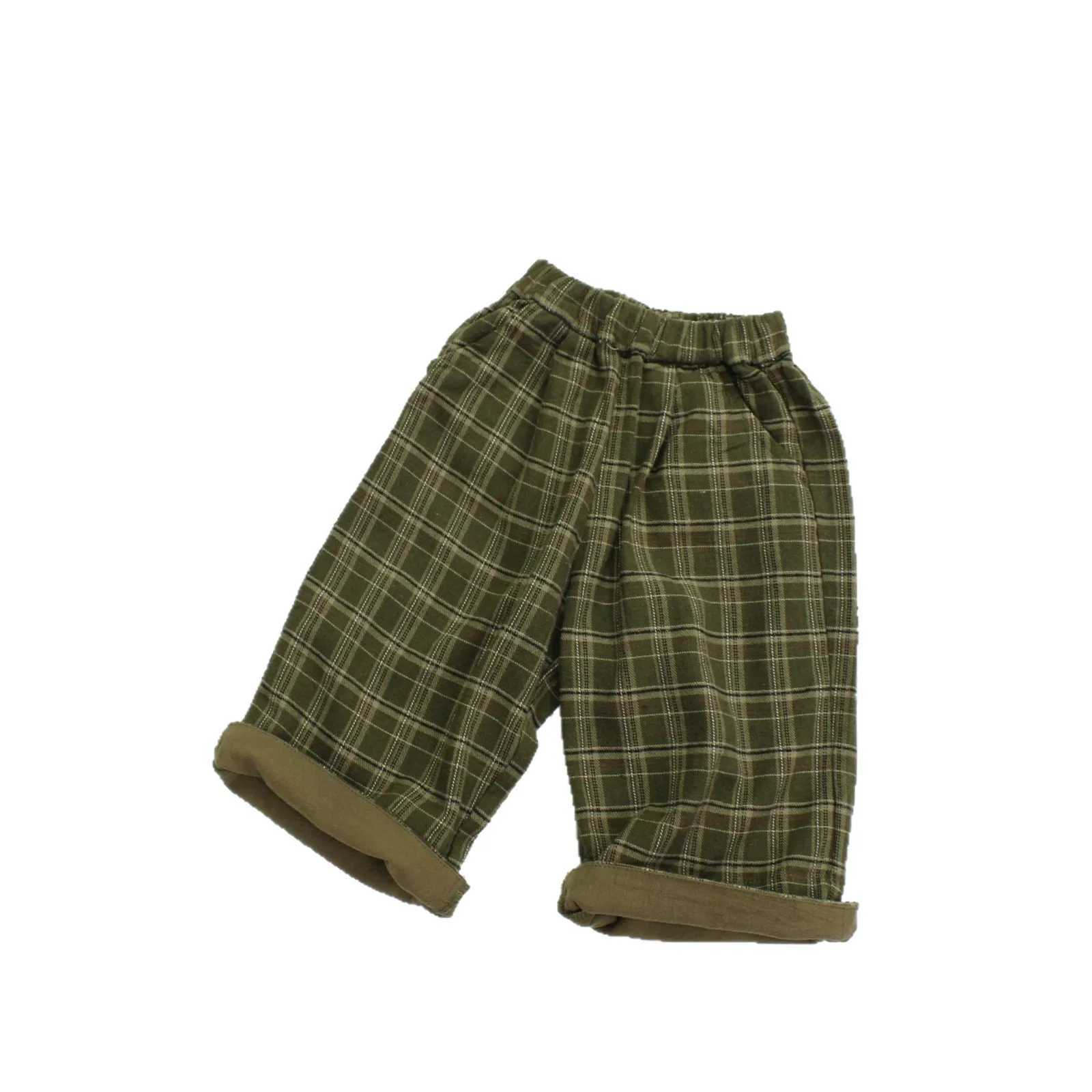 Kids Autumn Pants 2025 New Korean Spring Fall Fashion Boys Girls Casual Daily Plaid Loose Long Trousers AllmatchT251027