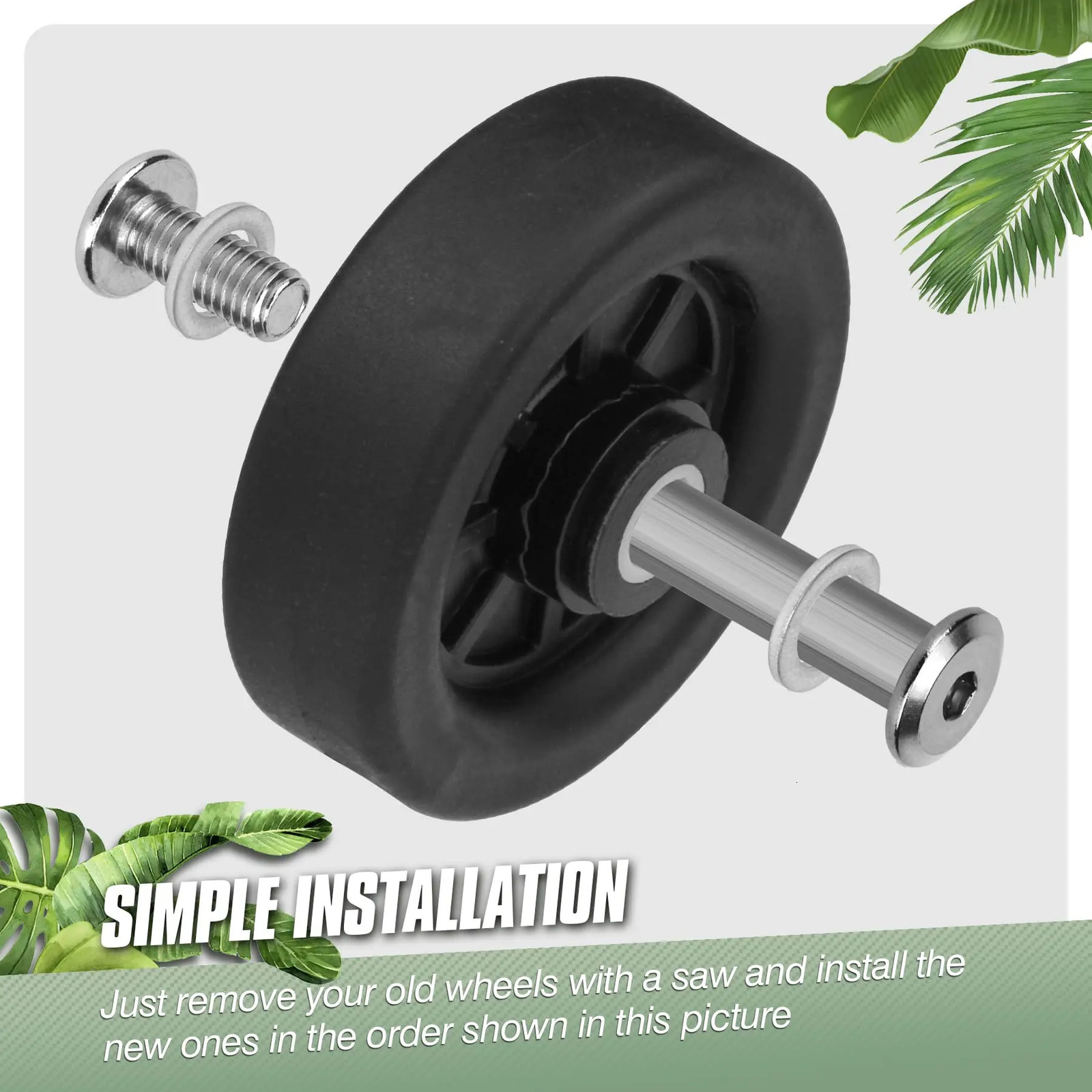 4Pcs Black Luggage Replacement Wheels Suitcase Repair Wheel Part wh Screw Mute Travel Trolley Case Replacement 5cm Axles Caster 251027