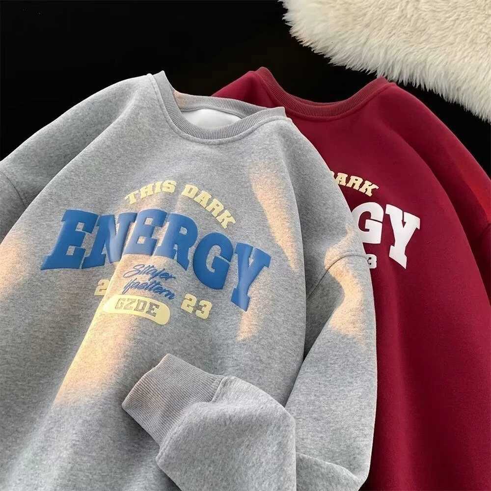 M8XL SweatshirtsMen Oversized Sweatshirt Fashion Loose American Minimalist Alphabet Print Long Sleeve Couple Clothes W251027