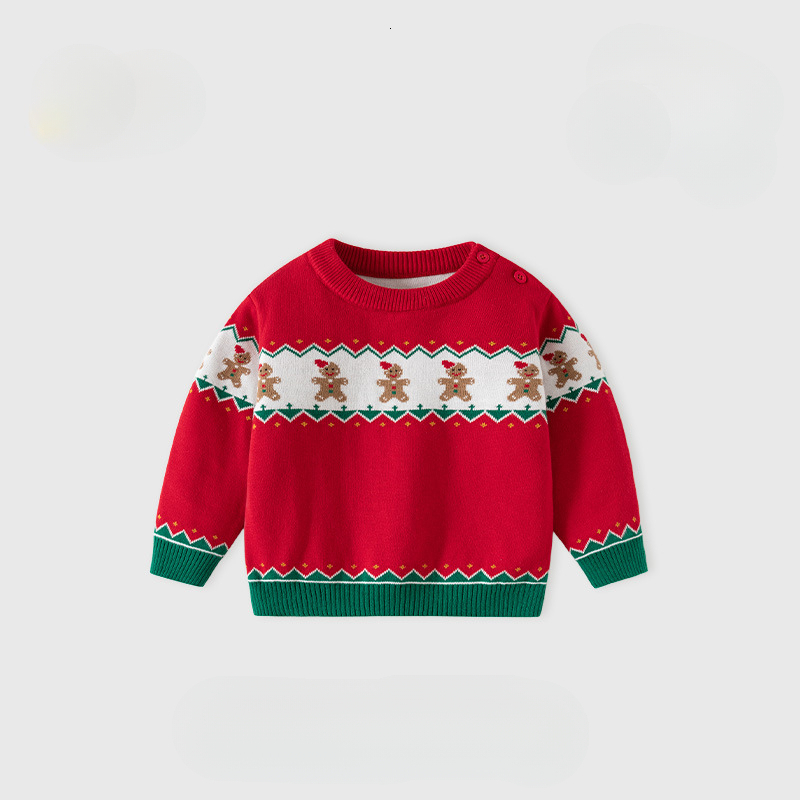 New European and American style Christmas knitted baby sweater A-level pure cotton thickened children's sweater autumn and winter children's