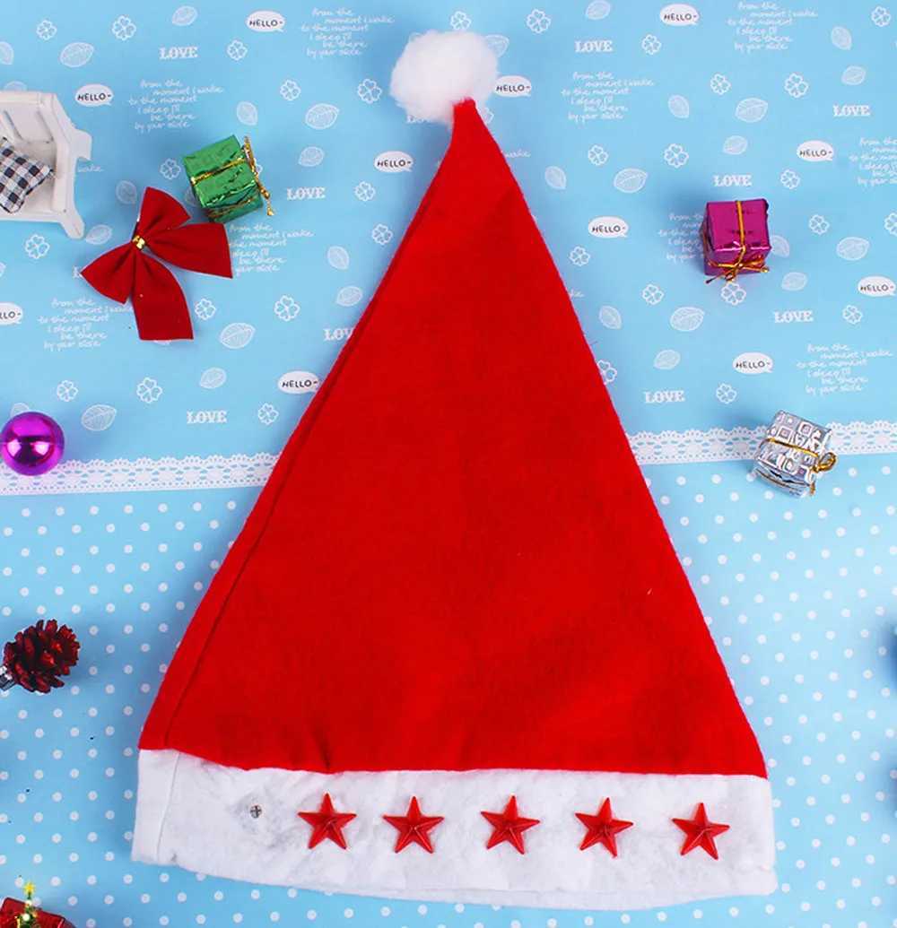 Classic Popular Christmas Luminous Hat Casual Glowing Star Pattern Santa Claus Hat Family Festival Party Atmosphere DecorationW251027