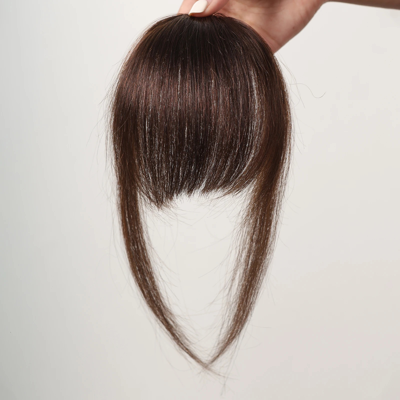 Brown Wispy Bangs Human Hair Bangs OverHead Clip in Hair Extension Natural Hair in Air Bangs Fringe Hairpieces for Women 45inch 251014