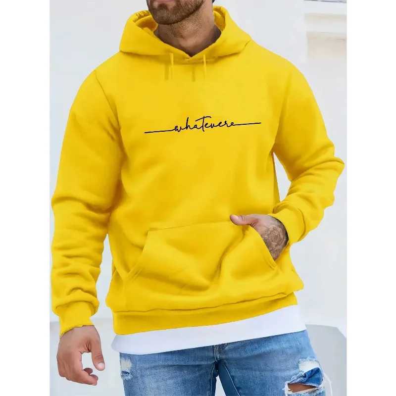 Mens long sleeved hooded sweatshirt with single letter print loose casual fashionable autumn and winter W251027