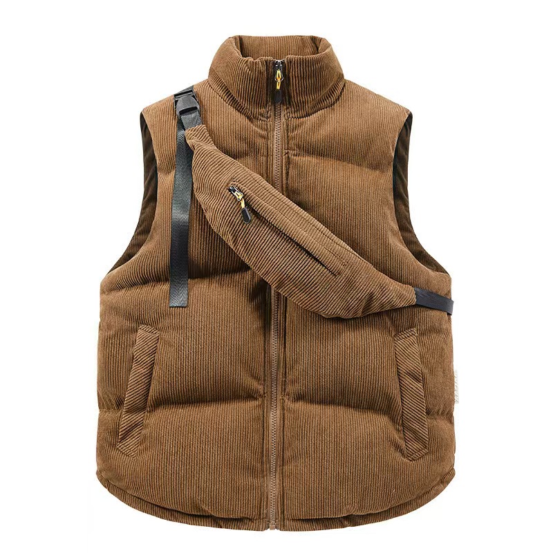 Corduroy explosions in autumn and winter 2025 stand collar new cotton vest with satchel fashion vest jacket vest.