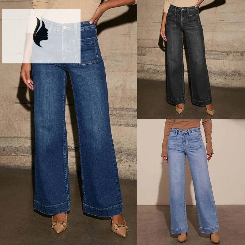 winter jacket women New Europe and the United States High-Waisted Jeans Women's 2025 Spring Thin Wide-Leg Retro Temperament Straight Pants