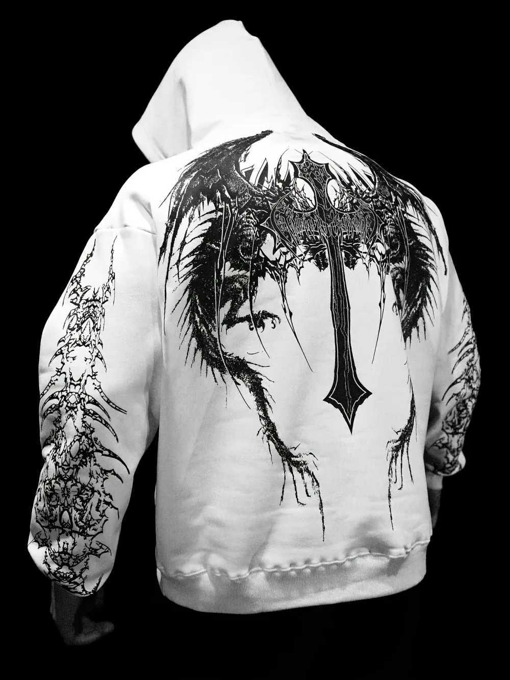 Fashionable mens autumn Gothic letter print comfortable soft hooded sweatshirt suitable for outdoor street wear W251027