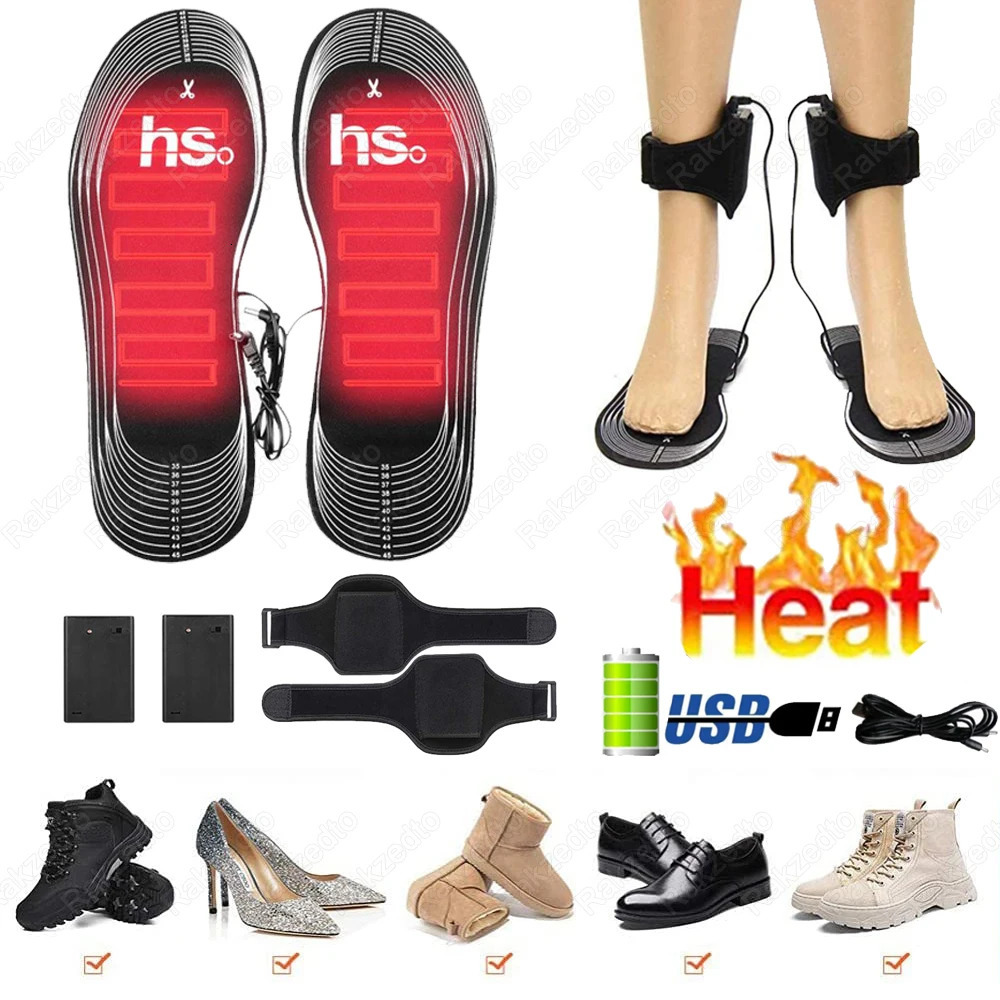 Electric Heated Insoles With USB Cable Foot Warmer Pad for Shoes Man Woman Winter Keep Warm Battery Powered Heating Shoe Pads251020