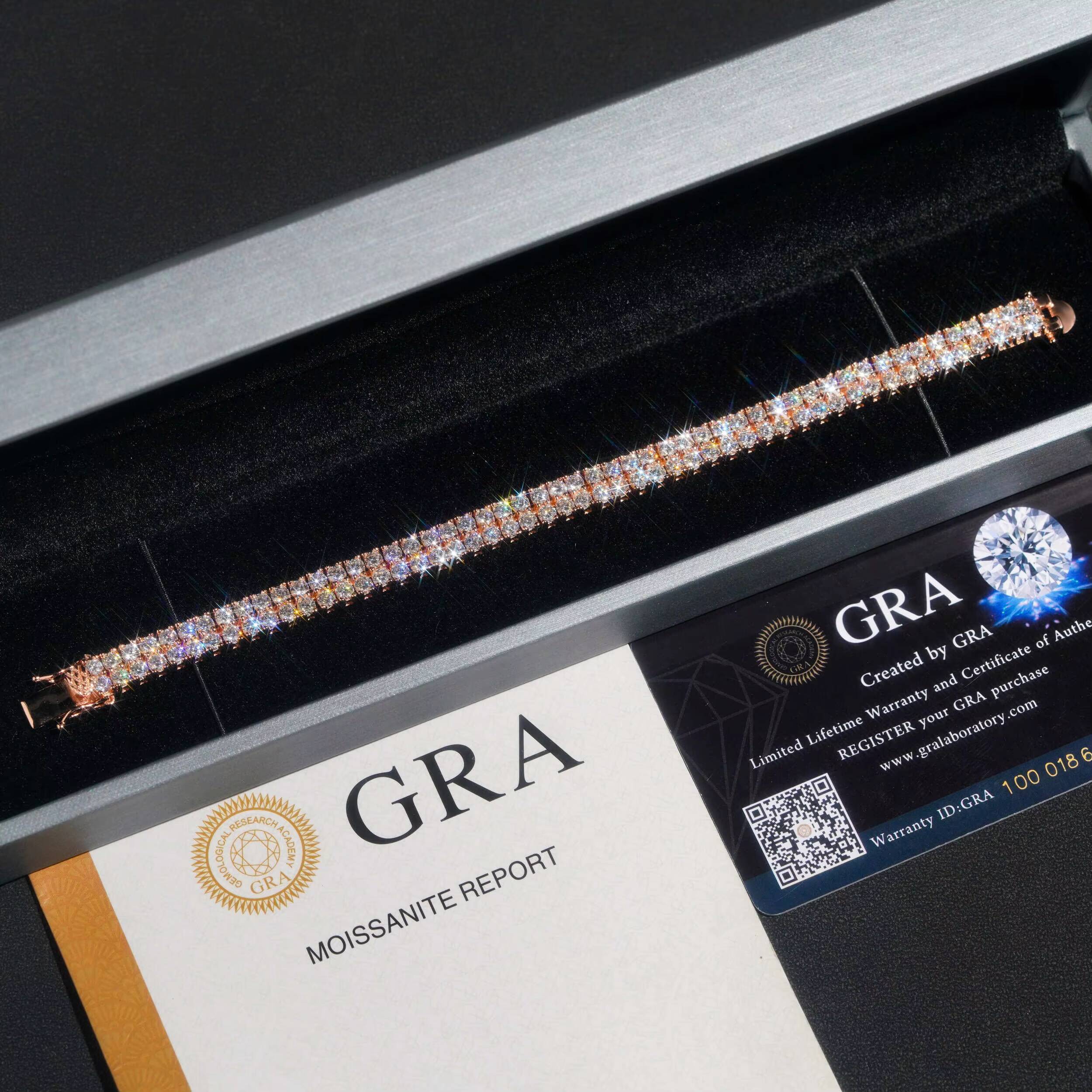 Double Rows Diamond 6mm Width Tennis Chain Silver 925 Vvs Moissanite Hip Hop Jewelry Lab Diamond Tennis Bracelet