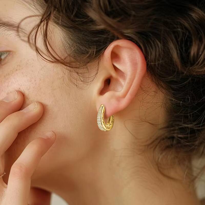 086CTW Micro Insert 14mm 12mm 1mm 08mm Moissanite 925 Sterling Silver Ladies Hoop Earrings for Wedding Engagement