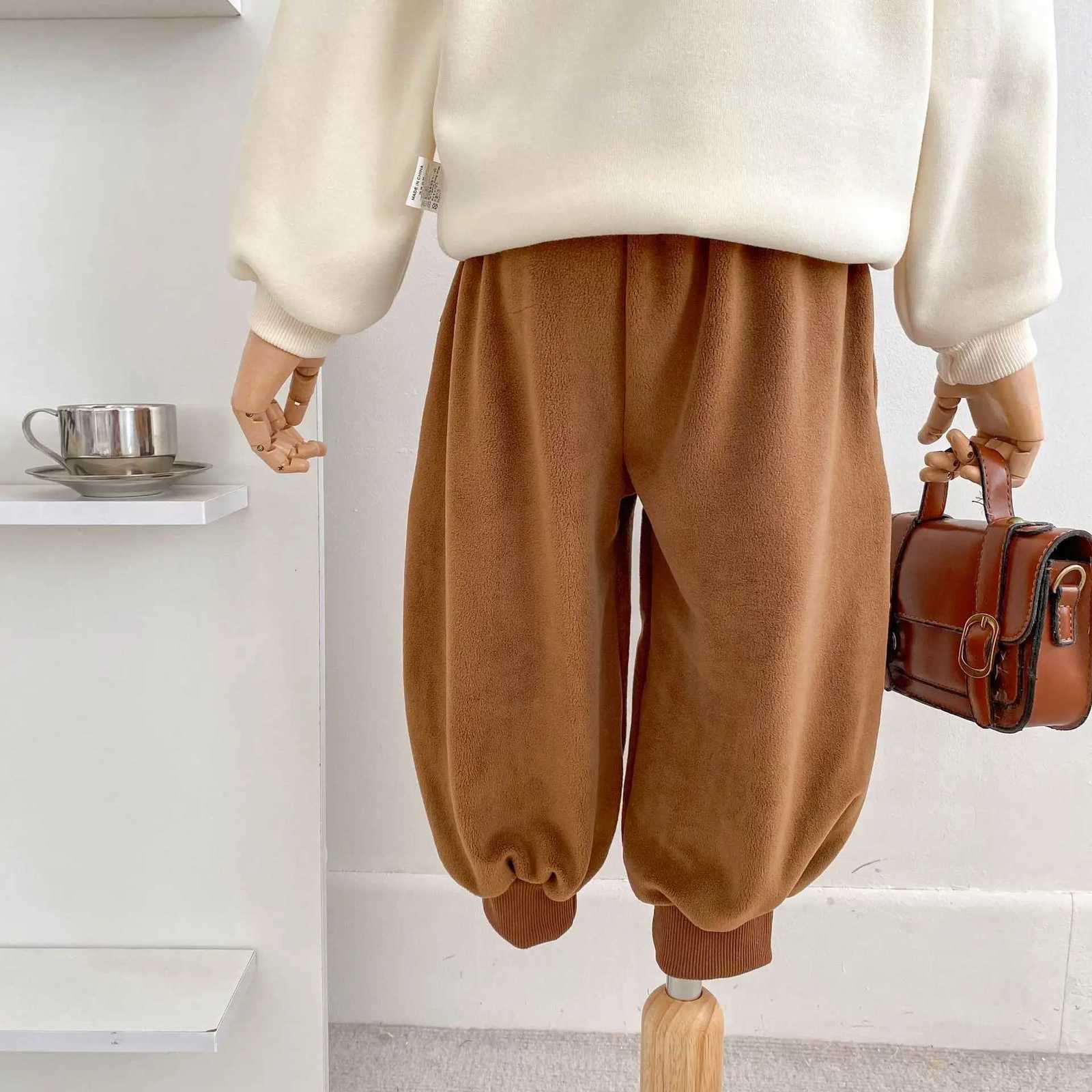 New autumn clothing for infants aged 36 stylish casual pants doublesided velvet casual pantsT251027