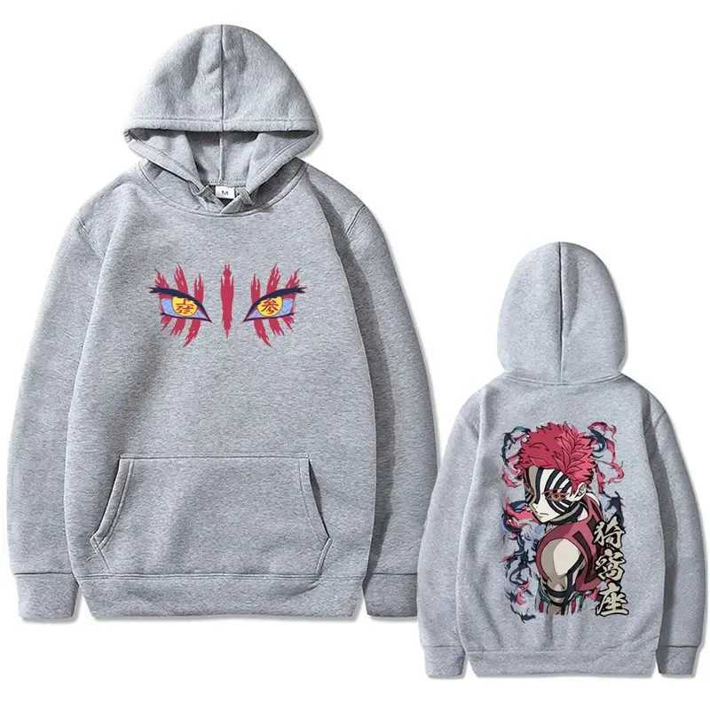 Anime Demon Slayer Akaza Eyes Graphic Hoodie Men Women Clothing Casual Vintage Pullover Male High Quality Hoodies W251027