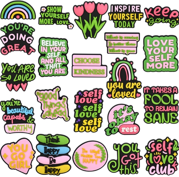 phrase series hole shoe flowers pvc shoe buckle bracelet wristband decoration accessories gift