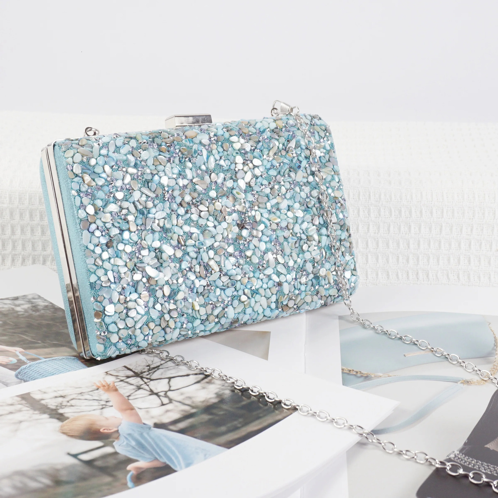 A beautiful and banquet bag with colorful stones suitable for ladies parties gatherings weddings 251014