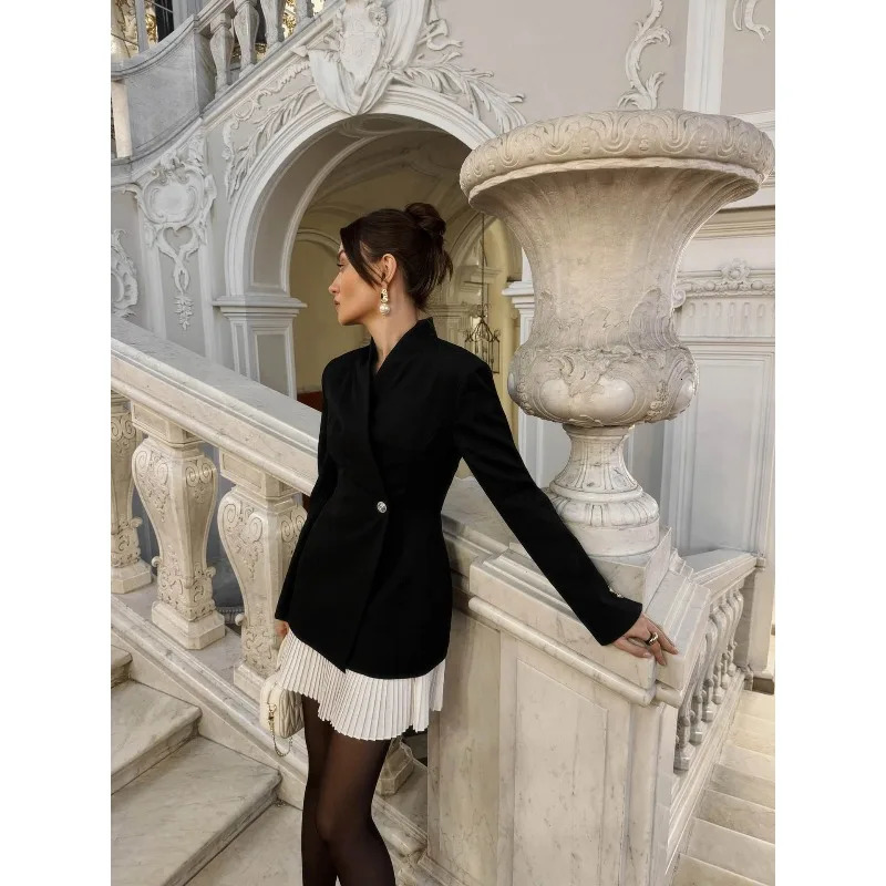 High n Sense Casual Small Suit Versatile Jacket Splicing Skirt Blazer Fashion French Tops Street Coat 251027