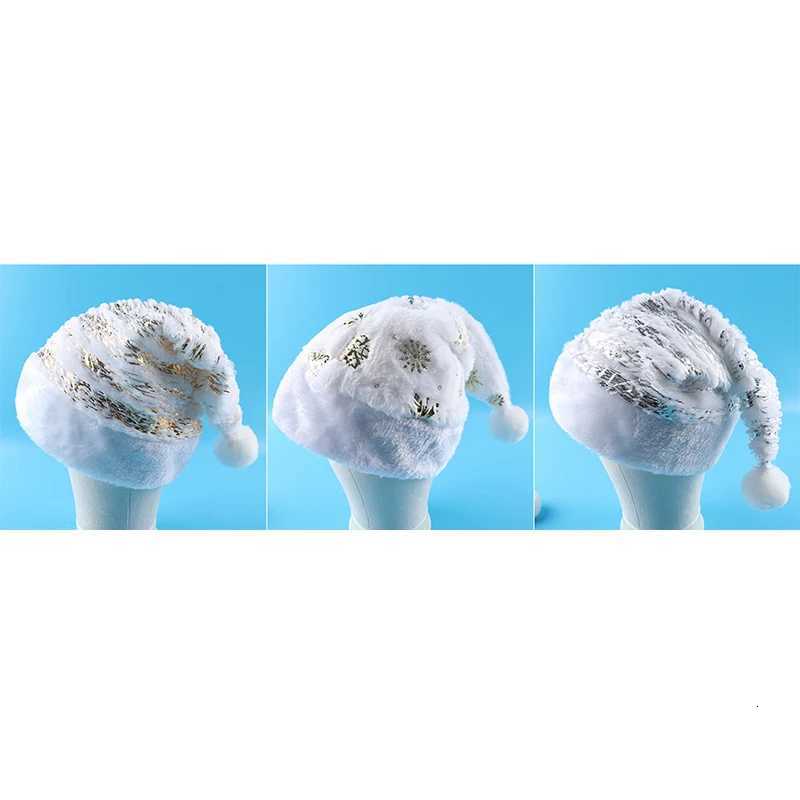 White Christmas Hat Gold Silver Sequins Snowflake Embroidered Santa Hats Caps For Xmas Home Party Decoration SuppliesW251027