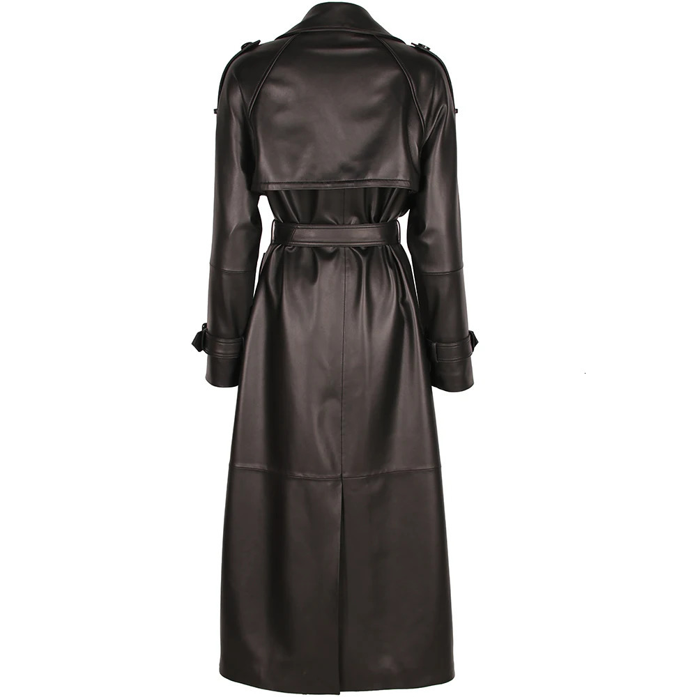 YOLOAgain Double Breasted Suede Jacket Coat Women Real Leather Trench 251027