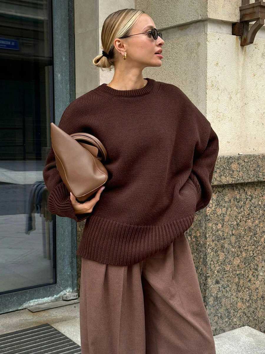 Winter Womens Oversize Sweater Burgundy Oneck Vintage Pullover Women Jumper Basic Gray Female Warm Knitted Sweaters for WomenT251027